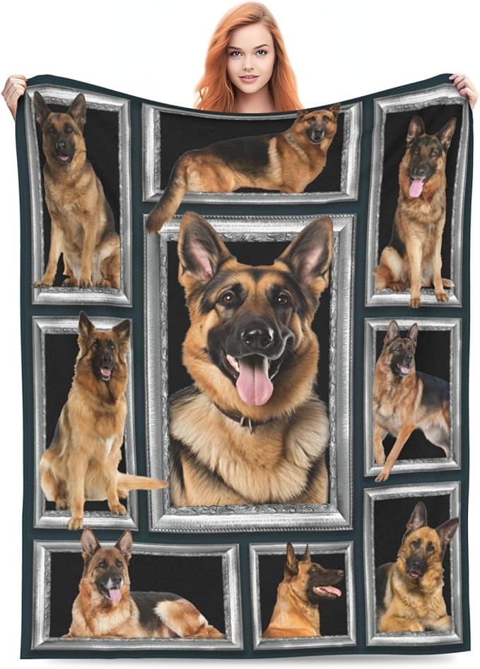 banonaty German Shepherd Blanket German Shepard Throw Blanket Cozy Fleece Flannel Bedding German Shepherd Gifts for Women Men Boys Girls Lovers Adult Stuff Plush for Couch Sofa Bed Decor 50"X60"