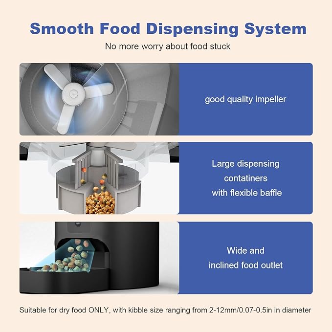 2.4G/5G Automatic Cat Feeder, 4L WiFi Food Dispenser with 10s Voice Recorder, Pet Feeder up to 10 Meals per Day, Timed Cat Feeder with Dry Food Sealed Ring(Matte Black, 4.0 L)