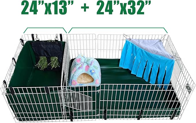 Guinea Pig Cage Liner, for Midwest Cage Kitchen 24"X13" Litter Box & Hay Feedder for Guinea Pig Rabbits Hamsters Hedgehogs Ferrets and Other Small Animals. Green