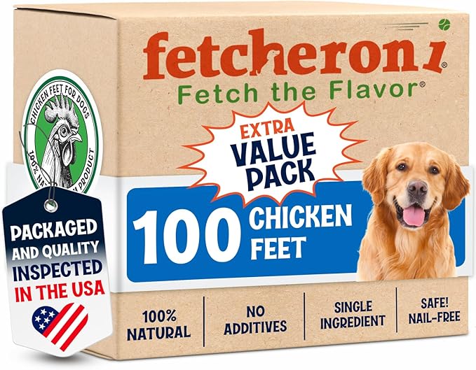 Premium Chicken Feet Dog Treats - Dehydrated Poultry Foot - No Additives - Digestible Chew - Joint Health Support - All Natural (100-Pack)
