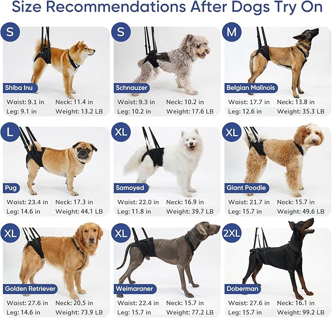 Supet Dog Sling for Large Dogs Hind Leg Support, Senior Dogs Lift Assist Harness for Weak Back Leg Support, Help Large Breed Rear Leg Up Harness, Mobility Aids for Elderly, Injured, Paralyzed Dog, S