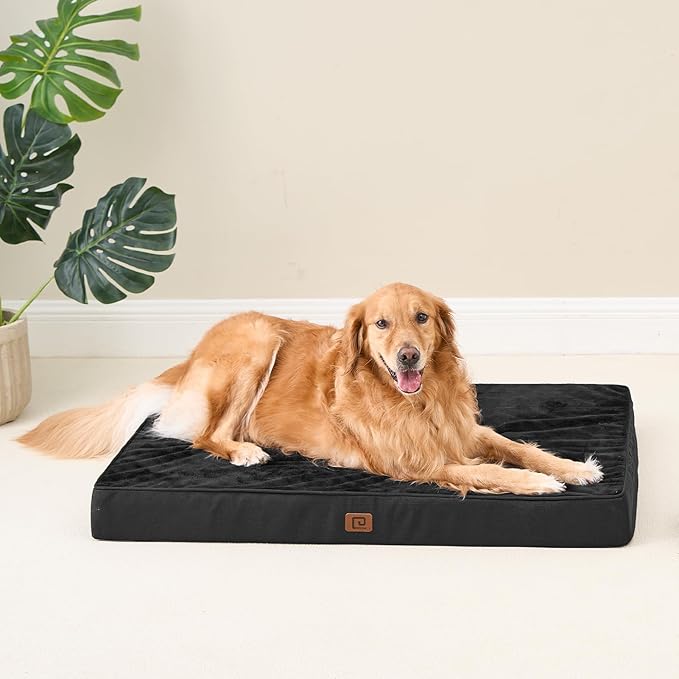 EHEYCIGA Orthopedic Dog Bed Waterproof 41"x27", Memory Foam Pet Bed for XLarged Dogs, Washable Pet Mat with Removable Cover, Black