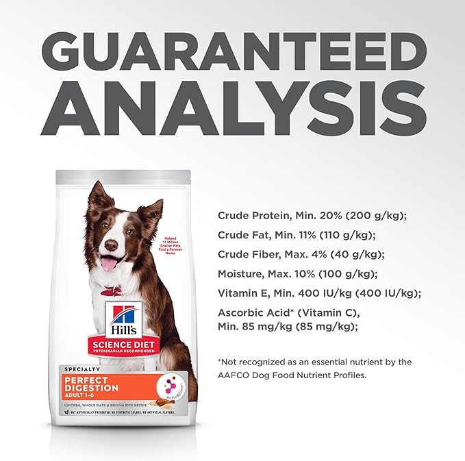 Hill's Science Diet Adult 1-6 Perfect Digestion Dry Dog Food, Chicken, Brown Rice, & Whole Oats, 22 lb. Bag