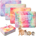 Haull 4 Pcs Waterproof Guinea Pig Bedding Guinea Pig Bed Plush Cage Liners Soft Rabbit Dog Crate Pad Cat Mat Reversible Cozy Animal Pee Pad Hamster Bunny Mat Accessory(Tie Dyed,13 x 10 Inch)