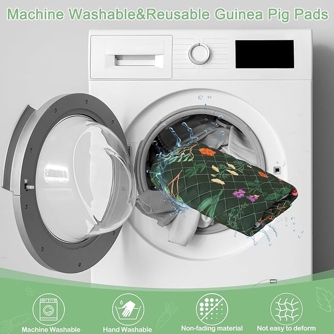 Bienbee Guinea Pig Bedding, 2 Pack 24" x 18" Reusable Guinea Pig Cage Liner Waterproof and Absorbent Small Animal Bedding Washable Guinea Pig Pee Pads for Small Pet Hamster Rabbit Squirrel, Green