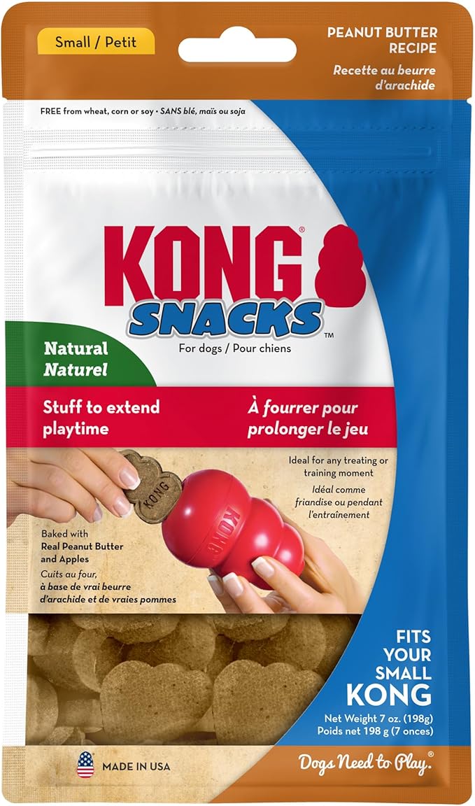 KONG Snacks Dog Treats – 2-Pack | All-Natural, Made in USA, Fits Classic Toys, No Wheat, Corn or Soy (Small, Peanut Butter)