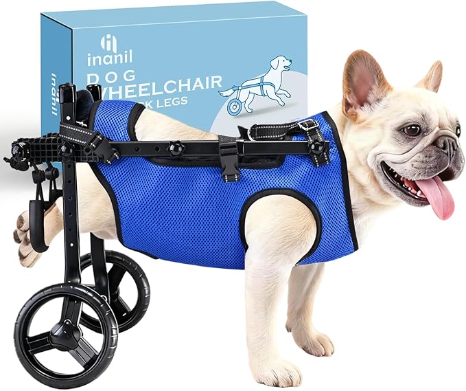 Dog Wheelchair for Back Legs, Adjustable Height/Length/Width, Sturdy Wheelchair with All-Terrain Shock-Absorbing Wheels, Mobility Support for Injured or Disabled Small & Medium Dogs & Cats