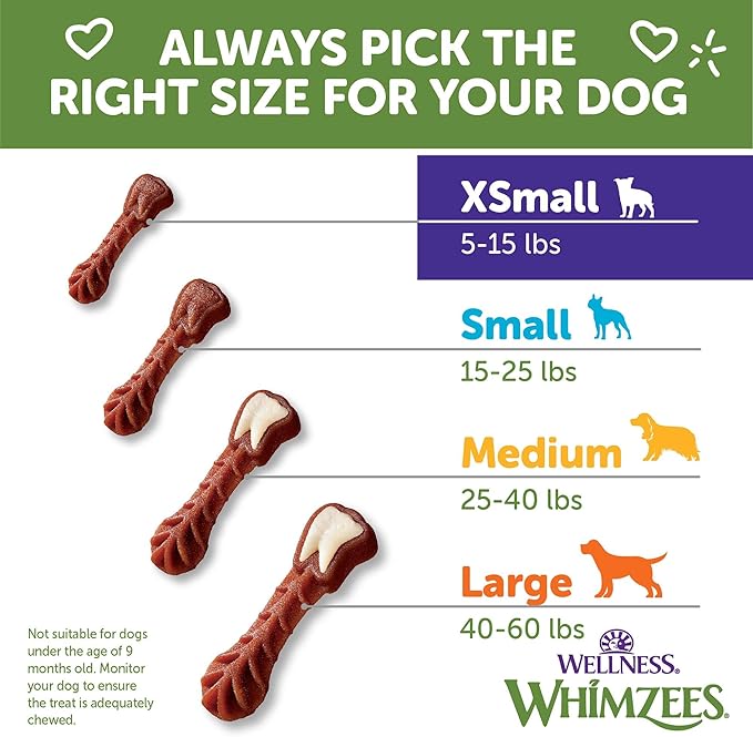 WHIMZEES Wellness Daily Brushzees Dog Dental Treats, Extra Small Size Stick, (28 Count)