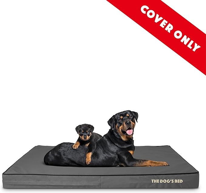 The Dog’s Bed Replacement Outer Cover, Oxford Fabric, Grey with Black Trim, XXXL, 4-Inch