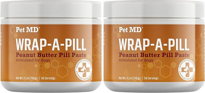 Pet MD Wrap A Pill Peanut Butter Flavored Pill Paste for Dogs - Make a Pocket to Hide Pills and Medication for Pets - 59 Servings (Pack of 2)