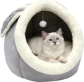 Lcybem Cat Beds for Indoor Cats - Rabbit-Shaped Cat Cave Bed with Hanging Toy,Super Soft Calming Pet Bed for Kitten,Small Dog,Warm Plush&Machine Washable&Removable Cotton Pad,cat Hideaway