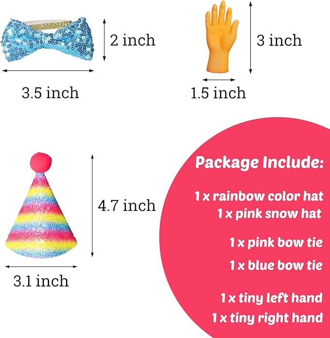 Generic 6 Pcs Cat Birthday Hats with Glittery Bow Tie Collars and Tiny Teaser Hands Party Headwear for Cats and Dogs Party Supplies for Puppies and Kittens Pet Holiday Decoration Costume Accessories