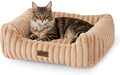 Large Cat Beds - Orthopedic Dog Bed for Medium Dogs, Rectangle Pet Bed with Fluffy Removable Washable Cover, 25x21x9inches, Camel