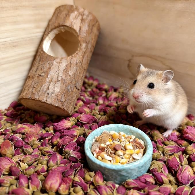 Hamster Bedding Habitat 100G/3.5oz Hamster Forage Flowers Cage Accessories for Rabbit Gerbil Mouse Guinea Pig (100G)