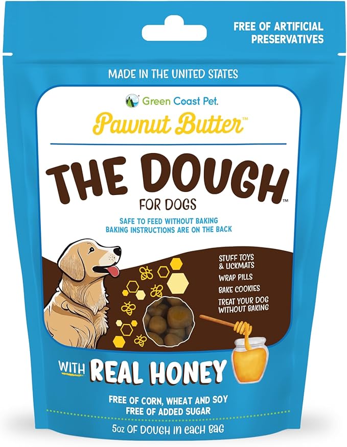 Pawnut Butter The Dough-Honey Cookie Dough for Dogs 5 oz Soft Treats with Real Peanut Butter and Honey, Made with Natural Ingredients, Dog Training Treats Wrapping Pills, Xylitol Free