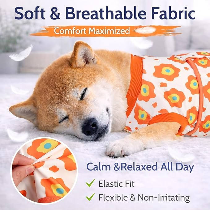 Dog Surgery Recovery Suit, E-Collar & Cone Alternative, Surgical Onesie for Dogs Cat Female Male After Spayed, Soft Body Suits Post Spay Neuter, Small Pet Anti Licking Abdominal Wounds Onesies,Onsie S