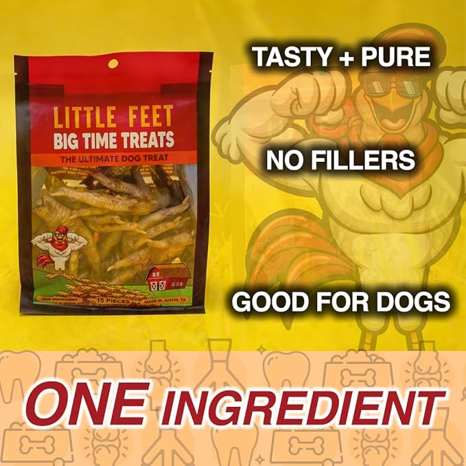 Chicken Feet Dog Treats - Single Bag - 15 Premium Extra Large Pieces - 100% Sourced and Made in USA