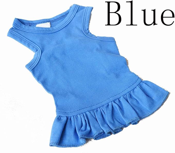 Pet Clothes Small Dog Clothing Blank Color Sport Dress T-Shirts Tee Dresses Tanks Top for Small Size Female Dogs Summer Spring Pet Costumes 100% Cotton (XL, Blue)