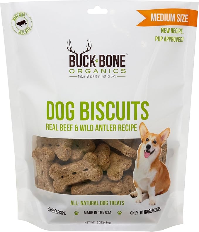 Buck Bone Organics Antler Dog Biscuits 16 OZ Bag
