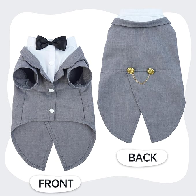 QBLEEV Cat Tuxedo Outfit, Formal Cat Suit Costume with Bow Tie, Sphynx Hairless Clothes for Cats Only, Kitten Wedding Birthday Party Attire Apparel for Male Boy, Cute Small Pet Gentleman Formal Wear
