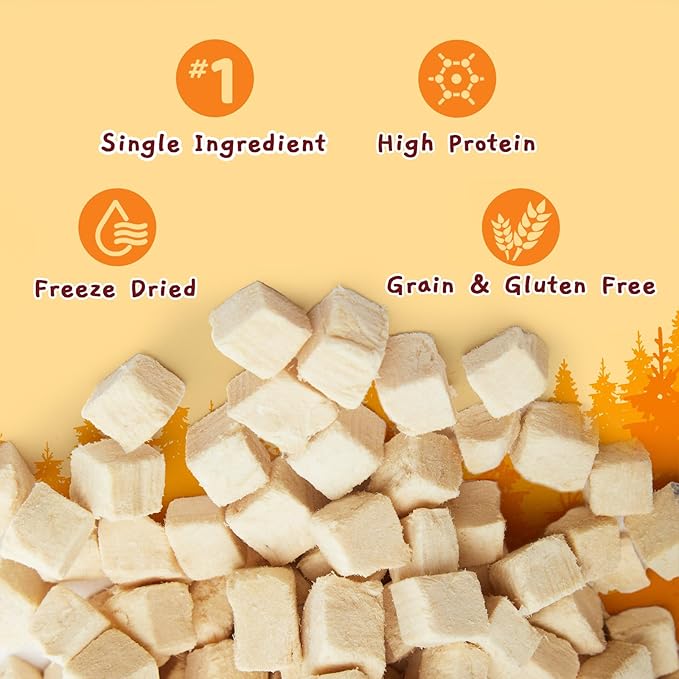 Jungle Calling Freeze Dried Chicken Treats for Cats & Dogs, Single Ingredient, Grain-Free, High Protein Training Rewards & Food Topper (Chicken Cubes, 3.2 oz)