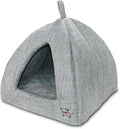 Best Pet Supplies Cat Bed for Indoor Cat, Domed Tent House with Removable Pillow, Covered Cat Cave for Small Dog, Puppies and All Breeds of Cats - Gray Linen, 19 x 19 x H:19"