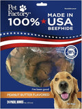 Pet Factory 100% Made in USA Beefhide 4" Knotted Bones Dog Chew Treats - Peanut Butter Flavor, 24 Count/1 Pack