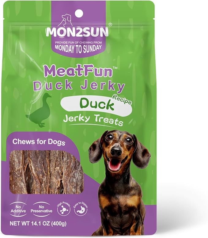MON2SUN Dog Treats Duck Jerky, Single-Ingredient, Rawhide-Free, High Protein, Low Fat, Training Treats for Small to Large Dogs, 14.1 oz