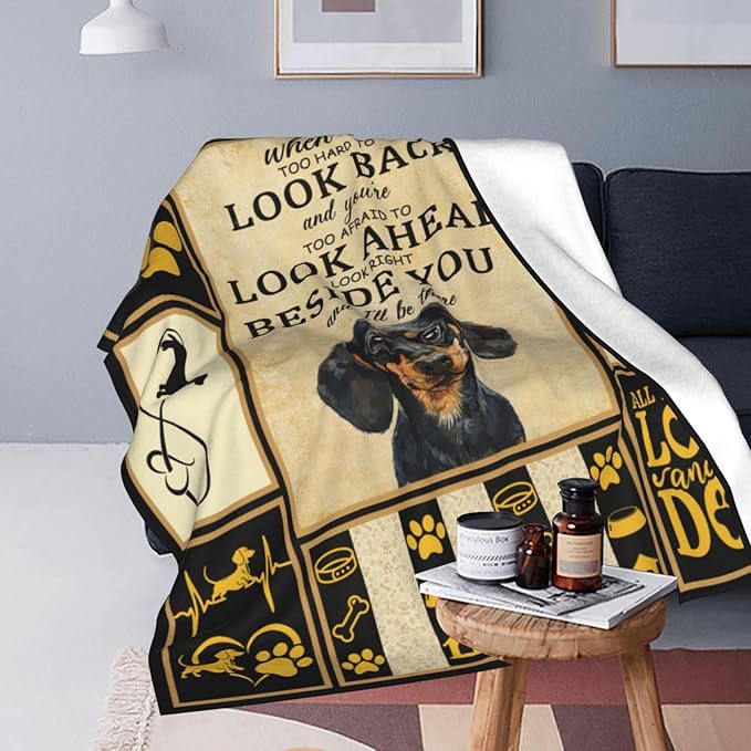 banonaty Dachshund Blanket Weiner Dog Throw Blanket Cozy Fleece Flannel Plush Bedding Dachshund Gifts Stuff for Women Men Boys Teen Girls Adult for Couch Sofa Bed Decor 40"X50"