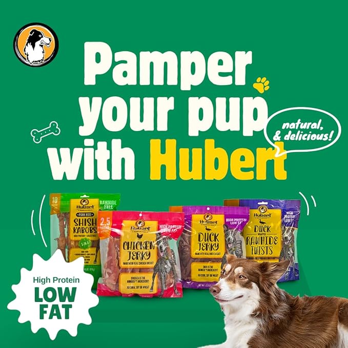 Hubert Pet Gourmet 5-in-1 Pork Hide Kabobs for Dogs: Four Flavors, 10-Inch Long-Lasting Chews, 10 Count, 1.8 lb Bag