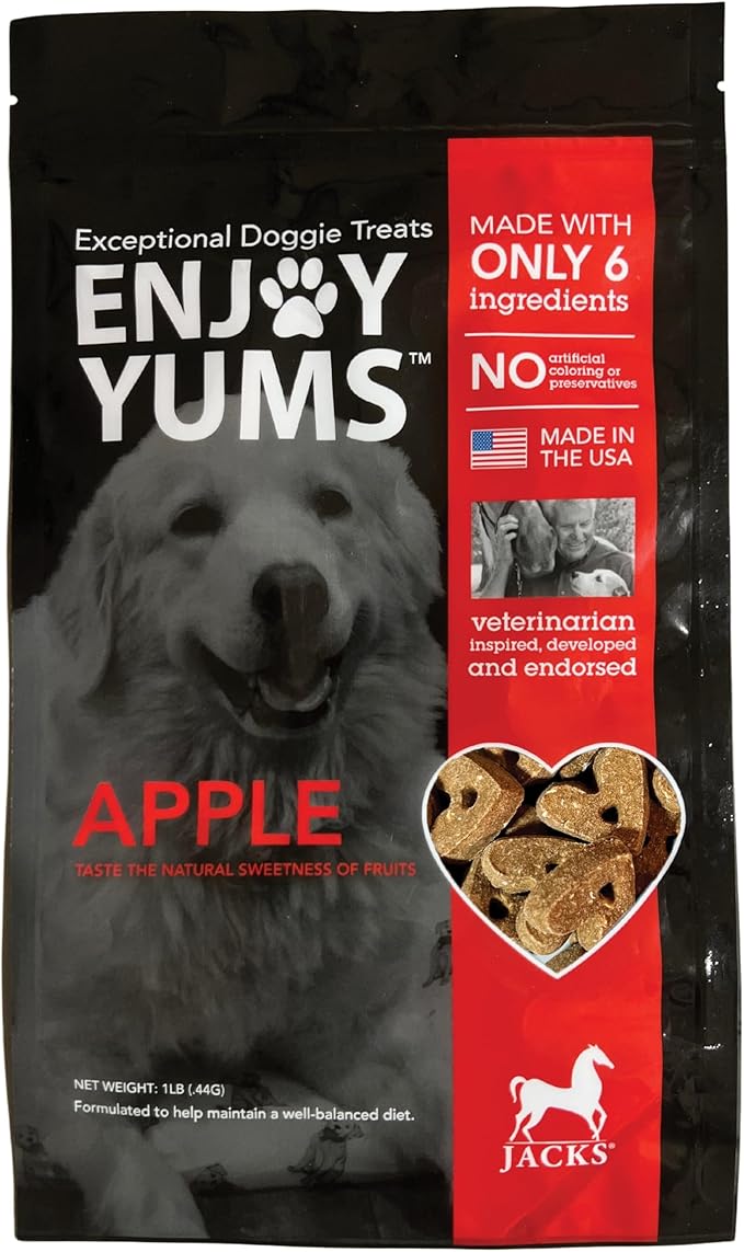 Apple Dog Treats – 1 lb Bag – All-Natural, Low Sugar, Baked Dog Biscuits with Real Apples – Vet-Endorsed – USA Made