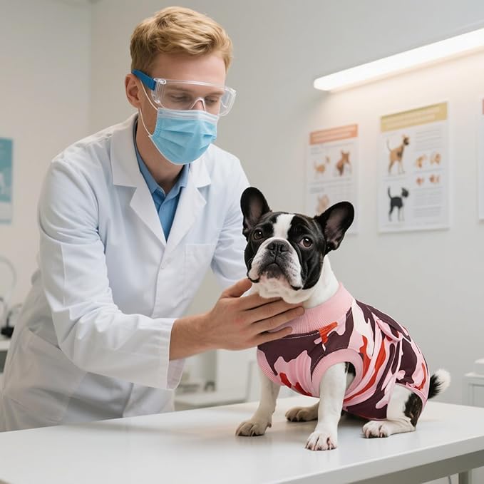 Kuoser Recovery Suit for Dogs Cats After Surgery, Professional Pet Recovery Shirt Dog Abdominal Wounds Bandages, Substitute E-Collar & Cone,Prevent Licking Dog Onesies Pet Surgery Recovery Suit