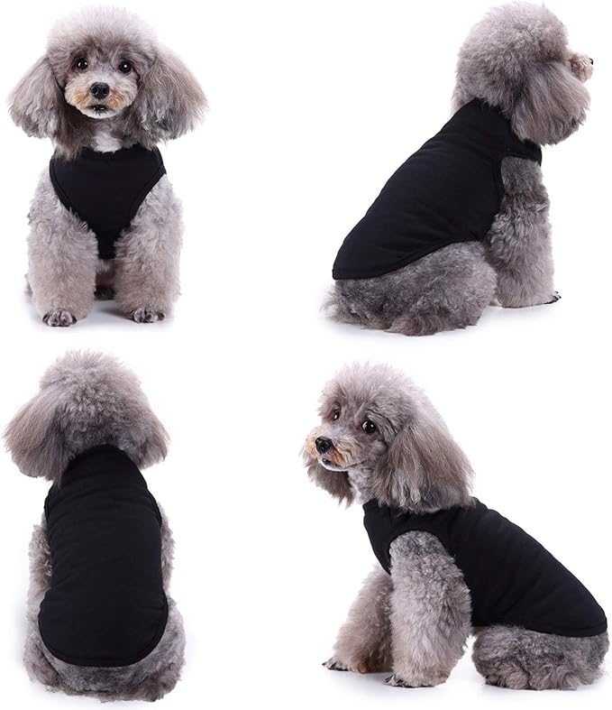 Dog Shirts Puppy Clothes for Small Dogs Boy, Pet T-Shirts Doggy Vest Apparel, Comfortable Summer Shirts Beach Wear Clothing, Outfits for Medium Dog, Kitty Cats, Soft Cotton Tops ((Black XL)