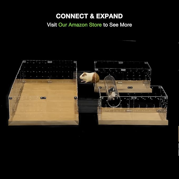 GuineaLoft™ Acrylic Cage (Model-A2) - Large 4x2ft Expandable C&C Cage for Guinea Pigs, Rabbits, Button Quails, Hedgehogs, Small Animals that Need Roaming Space - Visit Our Store to See More