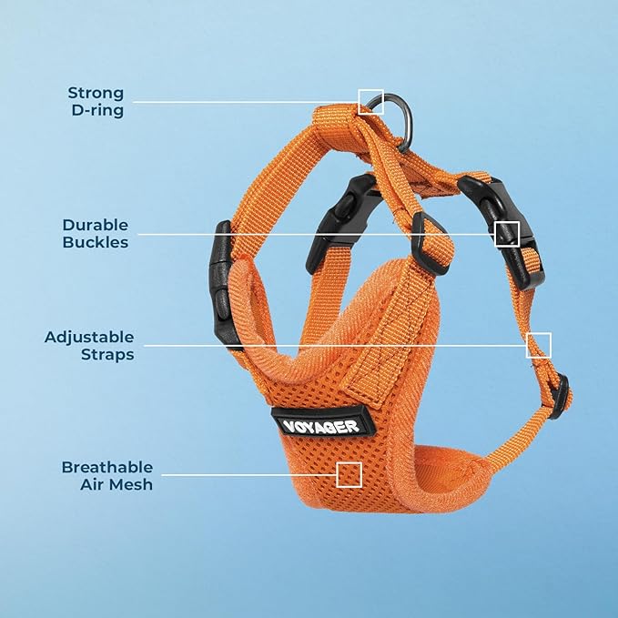 Voyager Step-in Pet Harness - All Weather Mesh, Adjustable Step in Harness for Cats and Dogs by Best Pet Supplies - Orange, XS