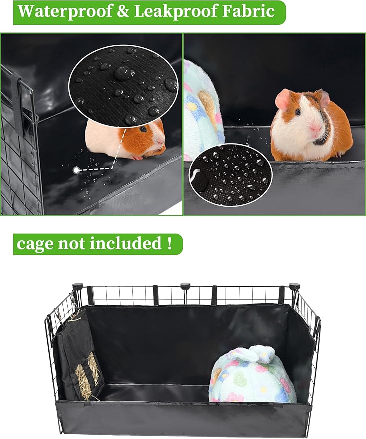 Guinea Pig Cage Liner, for 28"x13" Area Litter Box & Hay Feedder for Guinea Pig Rabbits Hamsters Hedgehogs Ferrets and Other Small Animals. Black
