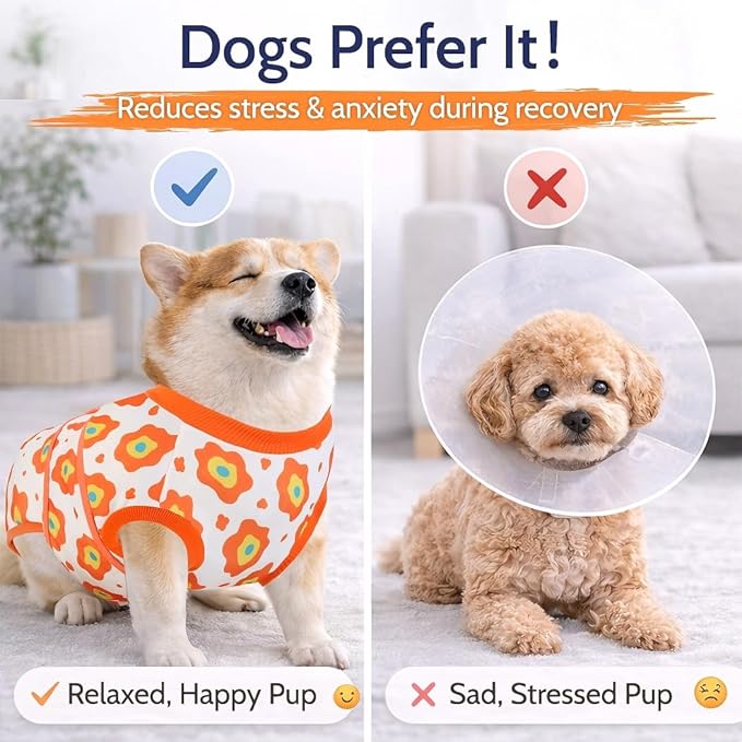 Dog Surgery Recovery Suit, E-Collar & Cone Alternative, Surgical Onesie for Dogs Cat Female Male After Spayed, Soft Body Suits Post Spay Neuter, Small Pet Anti Licking Abdominal Wounds Onesies,Onsie S