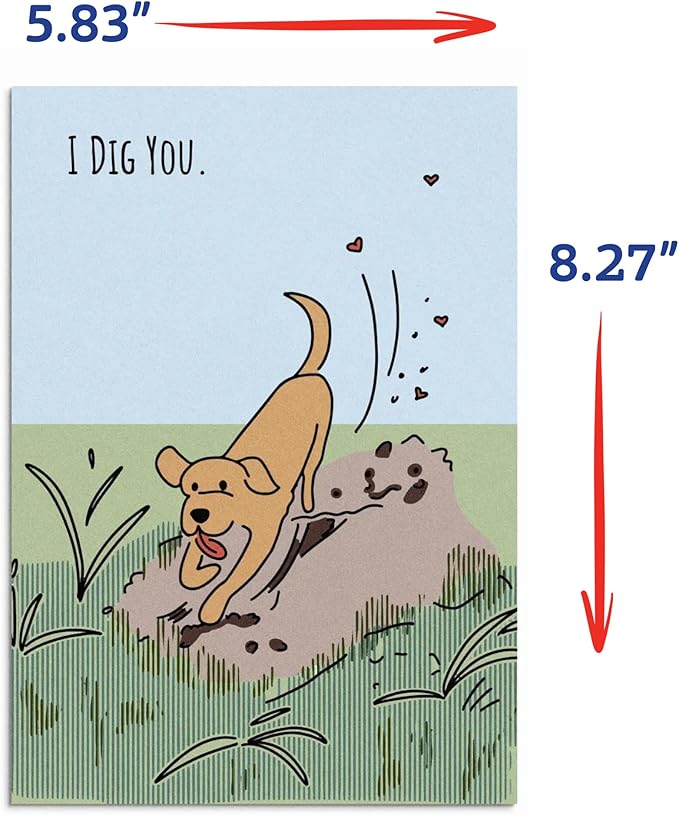 Poochie Post Edible Greeting Card for Dogs, Bacon-Flavored Dog Treat Gift with Edible Ink Pen, "I Dig You" Design, Gluten & Grain Free, Made in USA