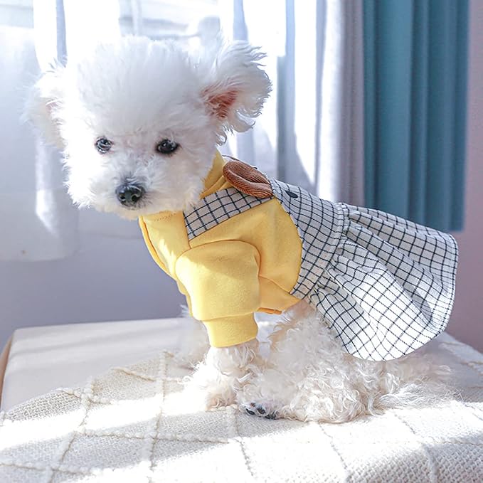 Dog Clothes Cute Cartoon Bear Dog Dress for Small Dogs Summer Lightweight Breathable Girls Dog Outfits Puppy Cotton Holiday Princess Dress Chihuahua Yorkies Sundress