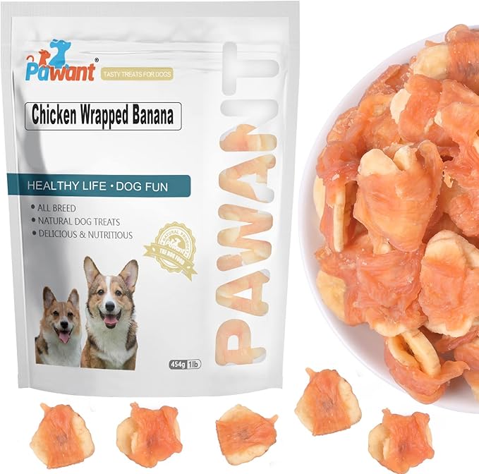 Dog Treats Chicken Wrapped Banana Dog Chews Puppy Training Snacks, Rawhide Free Treats 1lb/454g
