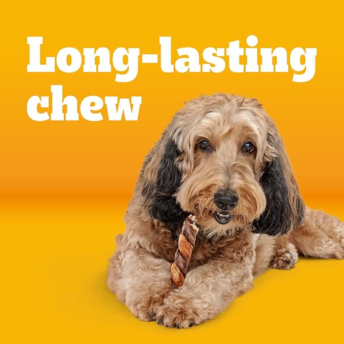 Pedigree Twisty Chews Medium/Large Long-Lasting Dog Treats Chicken & Beef Flavor, 9.17 oz. Pouch, Pack of 4 (16 Count)