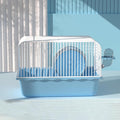 9.1×6.7×6.3 inch Small Portable Hamster Cages, Hamster Carrier, Pet Travel Carrier, Small Animal Pet Cages, with Water Bottle, Food Bowl, Wheel, Blue