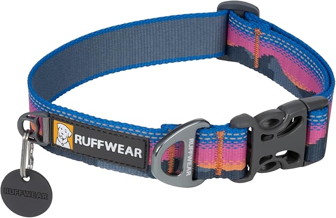 Ruffwear, Crag Dog Collar, Stylish Adventure Collar with Premium Reflective Design, Quick Release Buckle, Lightweight All-Day Comfort, Alpine Dusk, 14"-20"