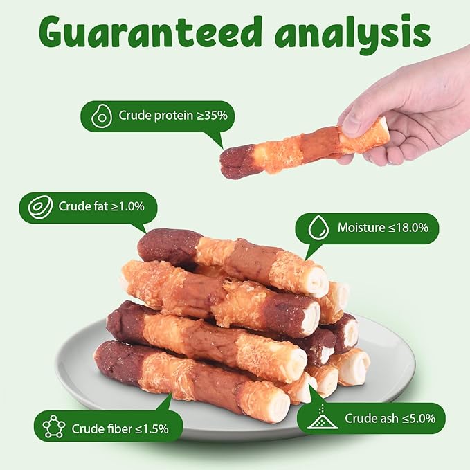 Triple-Flavor Rawhide Chews for Medium & Large Dogs - 5 Inch Chicken, Beef & Chicken Liver Dental Treats - Long Lasting Chew Sticks 454g/1lb
