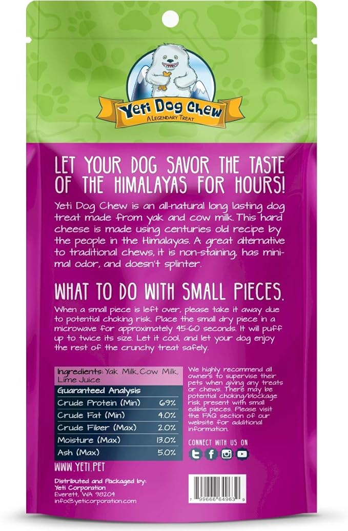 Yeti Dog Chew - Yak Cheese Himalayan Dog Chews - Healthy Long Lasting for Large, Medium and Small, Natural Yak Cheese- Assorted 12 oz (3 Pieces)