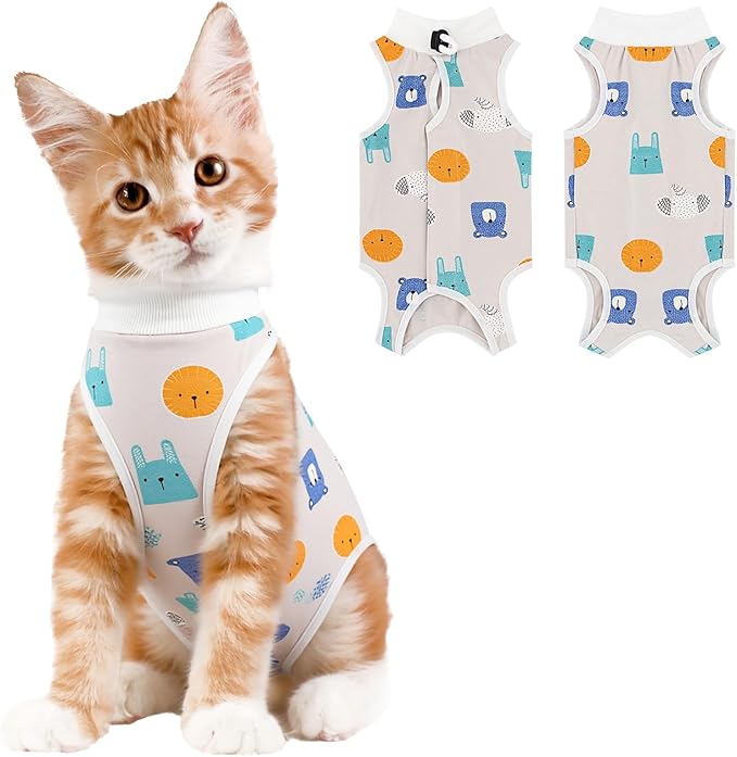 Coppthinktu Cat Recovery Suit Female, Breathable Cat Onesie After Surgery Female for Abdominal Wounds or Skin Diseases, Surgery Recovery Suit Kitten Surgical Onesie After Spay Wear Anti Licking