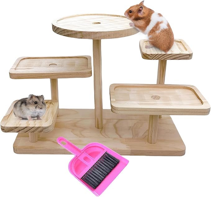 Hamster Climbing Toy Ledge Wooden Gerbil Playground Exercise Platform Enrichment Shelf Hamster Cage Accessories for Mouse Dwarf Rat Sugar Glider