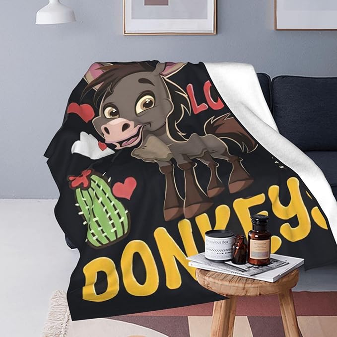 Just A Girl Who Love Donkeys Blanket Funny Donkey Decor Throw Blanket Gifts for Girls Boys Super Warm Soft Plush Lightweight Fleece Flannel Blanket Couch Bedding Blanket for Adults Kids Women 80"X60"