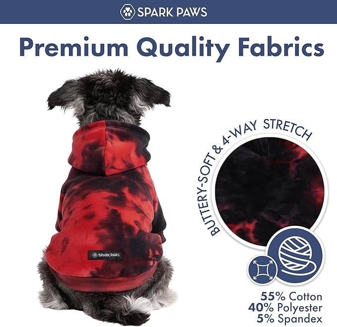 Spark Paws Dog Hoodie – Premium Dog Sweater for Small, Medium, and Large Dogs | Warm Outfits for French Bulldogs, Pitbull, Puppy, Winter Jacket Alternative - Red & Black - XL