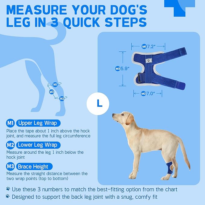 Dog Leg Brace Canine Rear Leg Support, Relieve Pain from Sprains, Arthritis, Enhancing Stability, Helps with Loss of Stability from Arthritis(Blue,S)